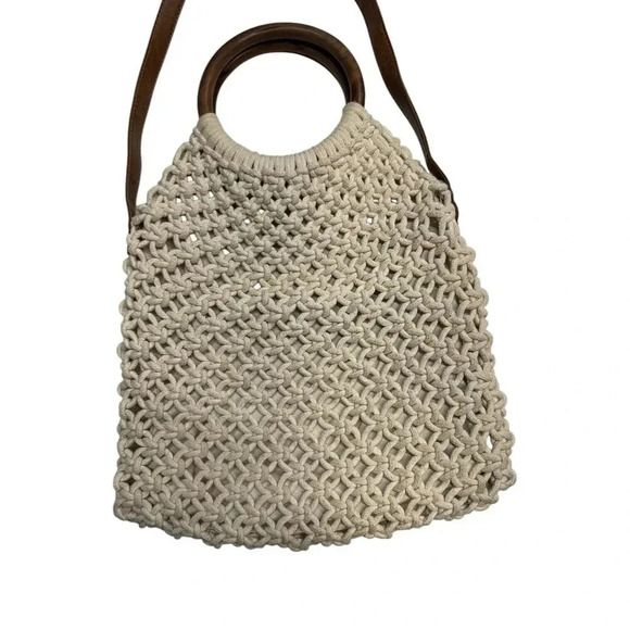 Sigrid Olsen Handcrafted Natural Macrame Crossbody Fully Lined Snap Close Bag - Picture 4 of 16